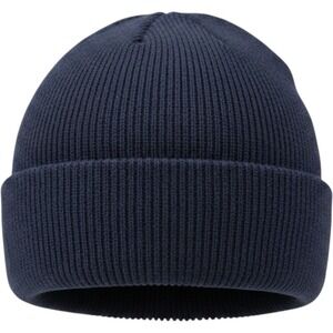 Two Blind Brothers Navy Blue Braille Logo Ribbed Knit Beanie Angora Blend Hat